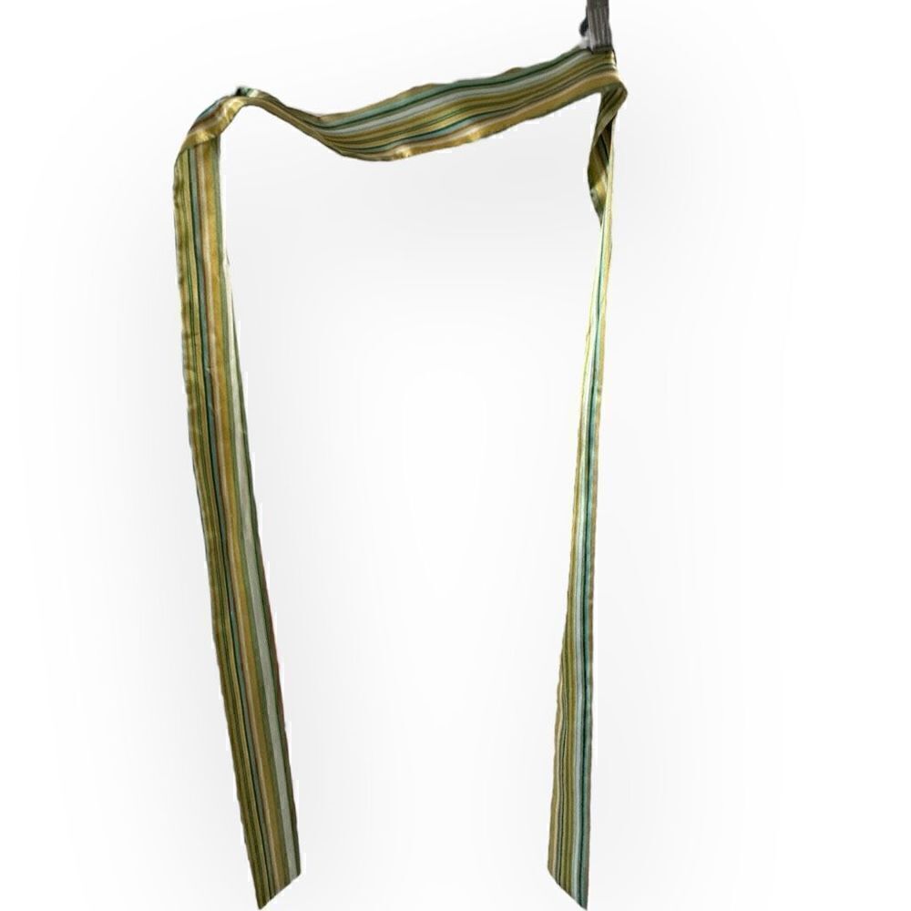 Scarf striped tie belt yellow, green, white 2x72